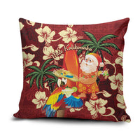 Crimson Red Tropical Christmas Hawaii Tapa Pillow Cover Aloha Santa Drink Party - Polynesian Pride