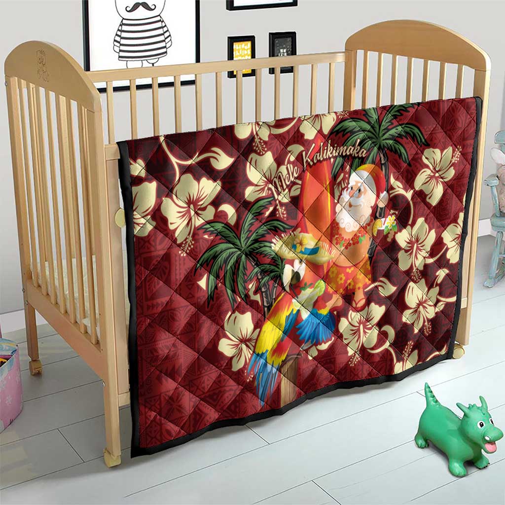 Crimson Red Tropical Christmas Hawaii Tapa Quilt Aloha Santa Drink Party - Polynesian Pride