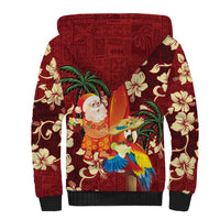 Crimson Red Tropical Christmas Hawaii Tapa Sherpa Hoodie Aloha Santa Drink Party - Polynesian Pride