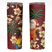 Crimson Red Tropical Christmas Hawaii Tapa Skinny Tumbler Aloha Santa Drink Party - Polynesian Pride