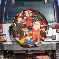 Crimson Red Tropical Christmas Hawaii Tapa Spare Tire Cover Aloha Santa Drink Party - Polynesian Pride