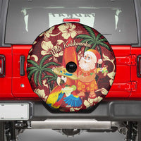 Crimson Red Tropical Christmas Hawaii Tapa Spare Tire Cover Aloha Santa Drink Party - Polynesian Pride