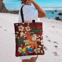Crimson Red Tropical Christmas Hawaii Tapa Tote Bag Aloha Santa Drink Party LT7 - Polynesian Pride