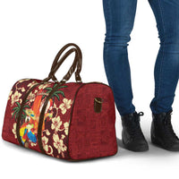 Crimson Red Tropical Christmas Hawaii Tapa Travel Bag Aloha Santa Drink Party - Polynesian Pride