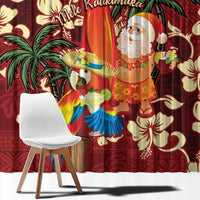 Crimson Red Tropical Christmas Hawaii Tapa Window Curtain Aloha Santa Drink Party - Polynesian Pride