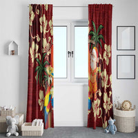 Crimson Red Tropical Christmas Hawaii Tapa Window Curtain Aloha Santa Drink Party - Polynesian Pride
