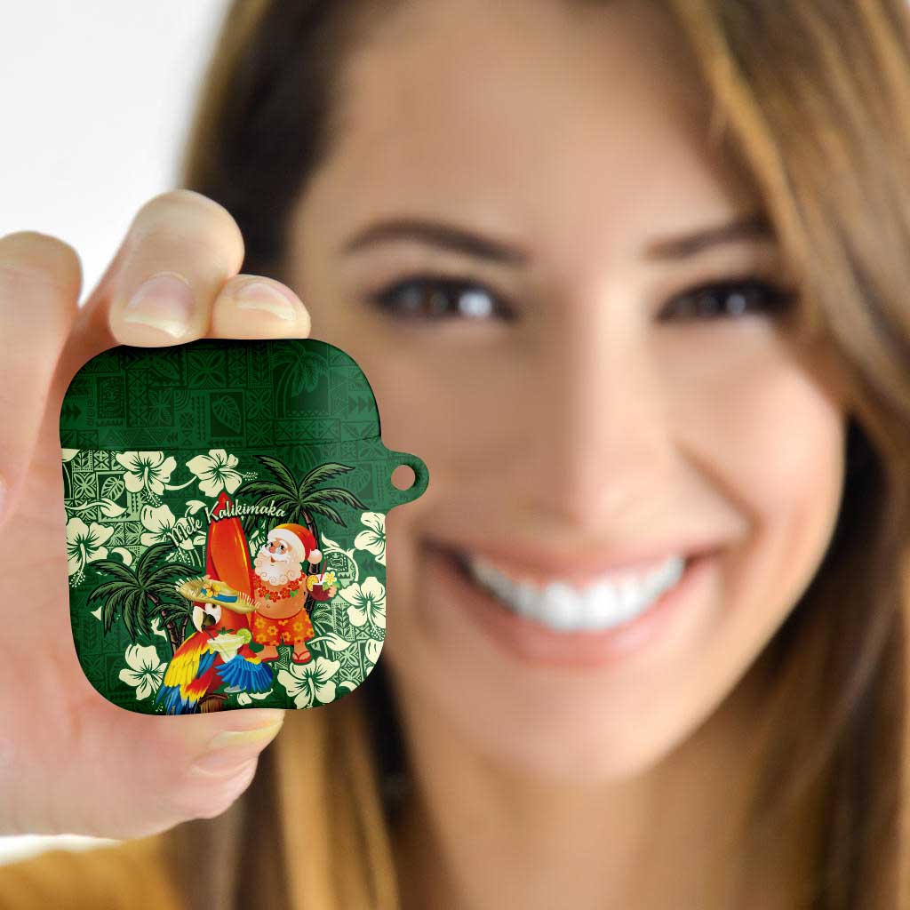 Moss Green Tropical Christmas Hawaii Tapa AirPods Case Aloha Santa Drink Party - Polynesian Pride