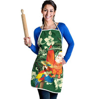 Moss Green Tropical Christmas Hawaii Tapa Apron Aloha Santa Drink Party - Polynesian Pride