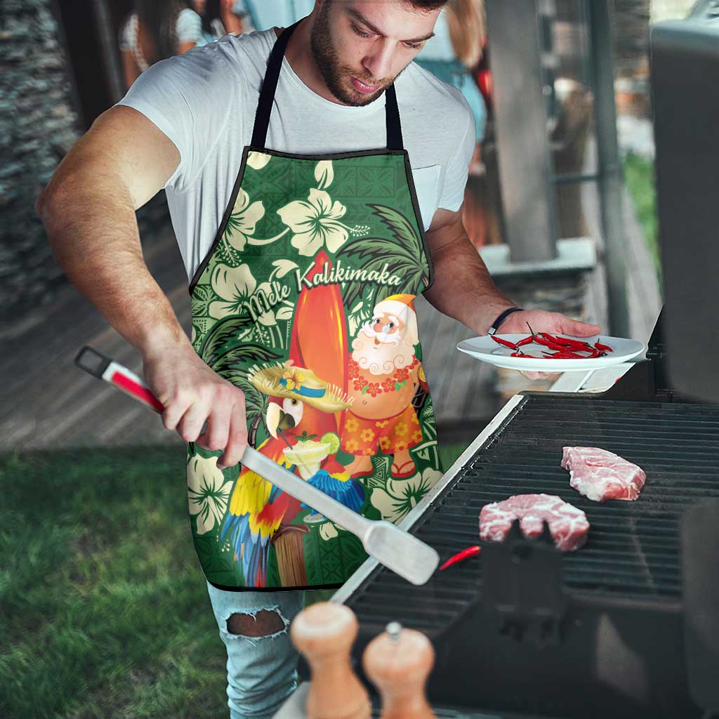 Moss Green Tropical Christmas Hawaii Tapa Apron Aloha Santa Drink Party - Polynesian Pride