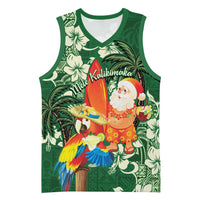Moss Green Tropical Christmas Hawaii Tapa Basketball Jersey Aloha Santa Drink Party - Polynesian Pride
