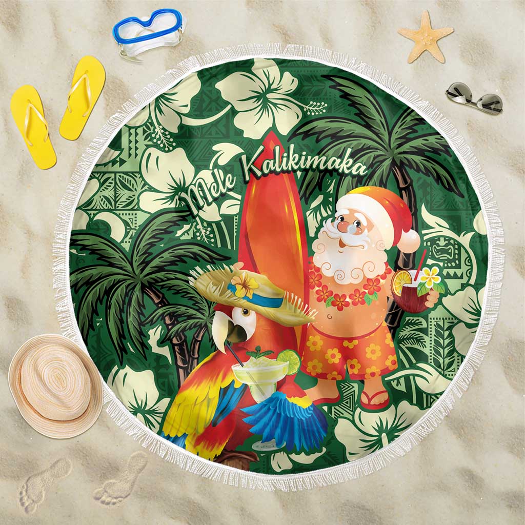 Moss Green Tropical Christmas Hawaii Tapa Beach Blanket Aloha Santa Drink Party - Polynesian Pride