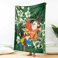 Moss Green Tropical Christmas Hawaii Tapa Blanket Aloha Santa Drink Party - Polynesian Pride