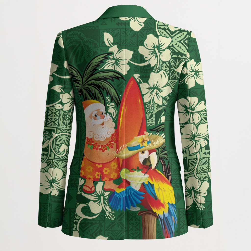 Moss Green Tropical Christmas Hawaii Tapa Blazer Aloha Santa Drink Party - Polynesian Pride