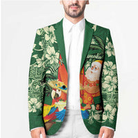 Moss Green Tropical Christmas Hawaii Tapa Blazer Aloha Santa Drink Party - Polynesian Pride