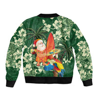 Moss Green Tropical Christmas Hawaii Tapa Bomber Jacket Aloha Santa Drink Party - Polynesian Pride