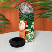 Moss Green Tropical Christmas Hawaii Tapa 4 in 1 Can Cooler Tumbler Aloha Santa Drink Party - Polynesian Pride