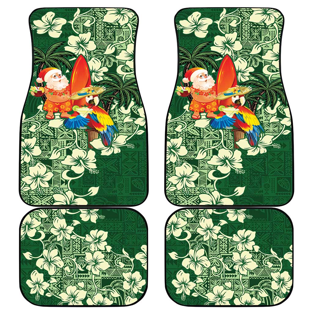 Moss Green Tropical Christmas Hawaii Tapa Car Mats Aloha Santa Drink Party - Polynesian Pride