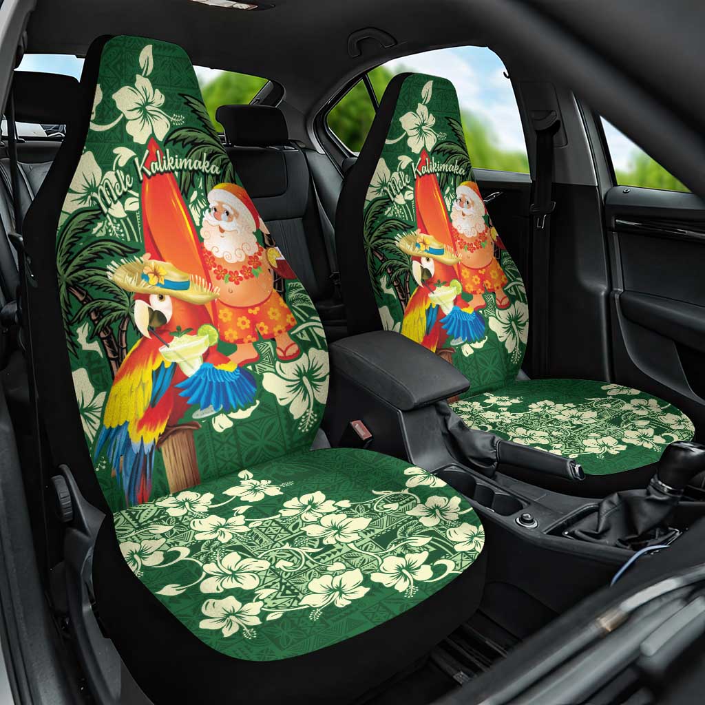 Moss Green Tropical Christmas Hawaii Tapa Car Seat Cover Aloha Santa Drink Party - Polynesian Pride