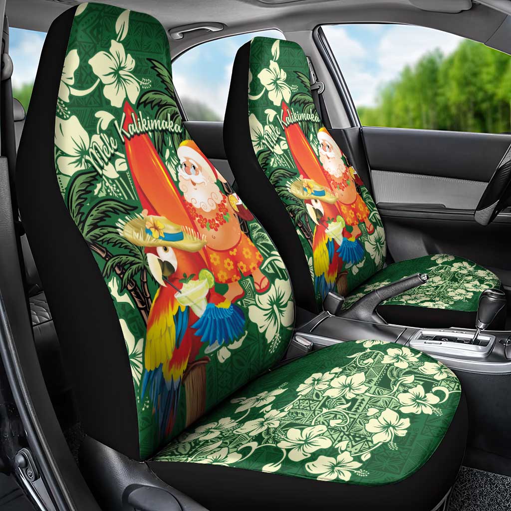 Moss Green Tropical Christmas Hawaii Tapa Car Seat Cover Aloha Santa Drink Party - Polynesian Pride