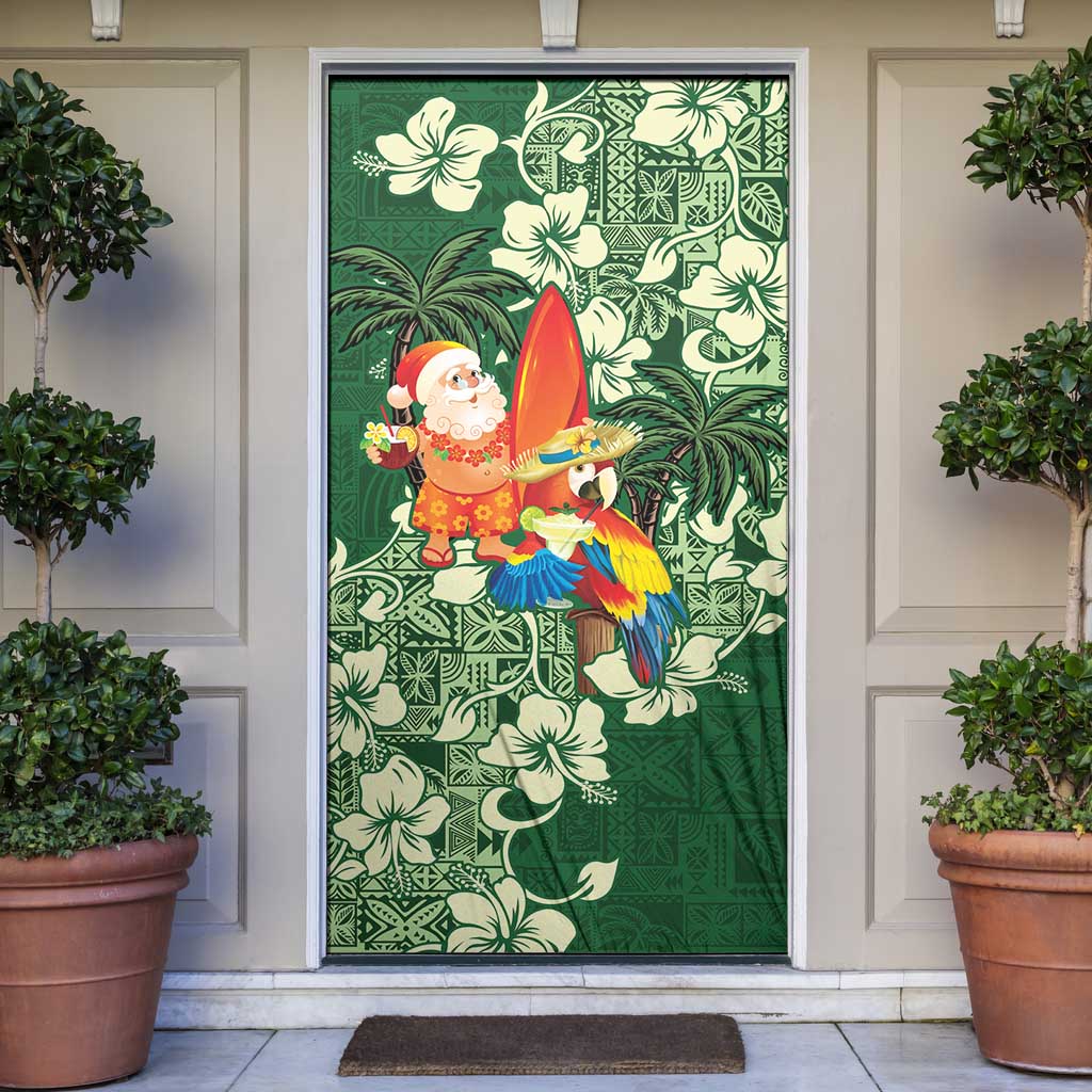 Moss Green Tropical Christmas Hawaii Tapa Door Cover Aloha Santa Drink Party - Polynesian Pride