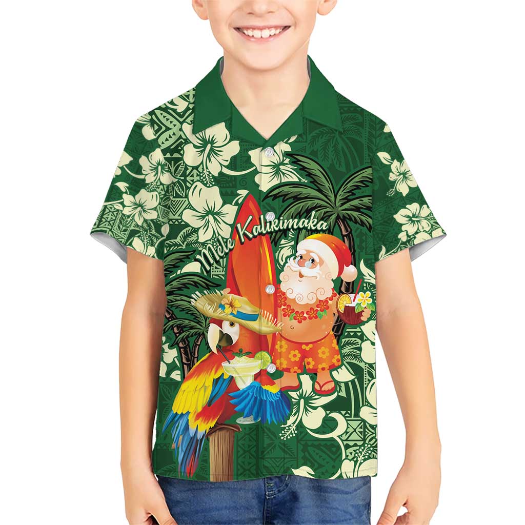 Moss Green Tropical Christmas Hawaii Tapa Hawaiian Shirt Aloha Santa Drink Party - Polynesian Pride