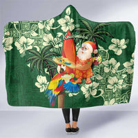 Moss Green Tropical Christmas Hawaii Tapa Hooded Blanket Aloha Santa Drink Party - Polynesian Pride
