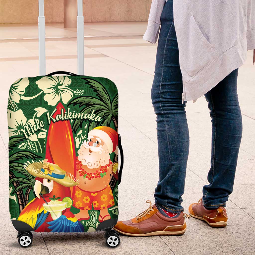 Moss Green Tropical Christmas Hawaii Tapa Luggage Cover Aloha Santa Drink Party - Polynesian Pride