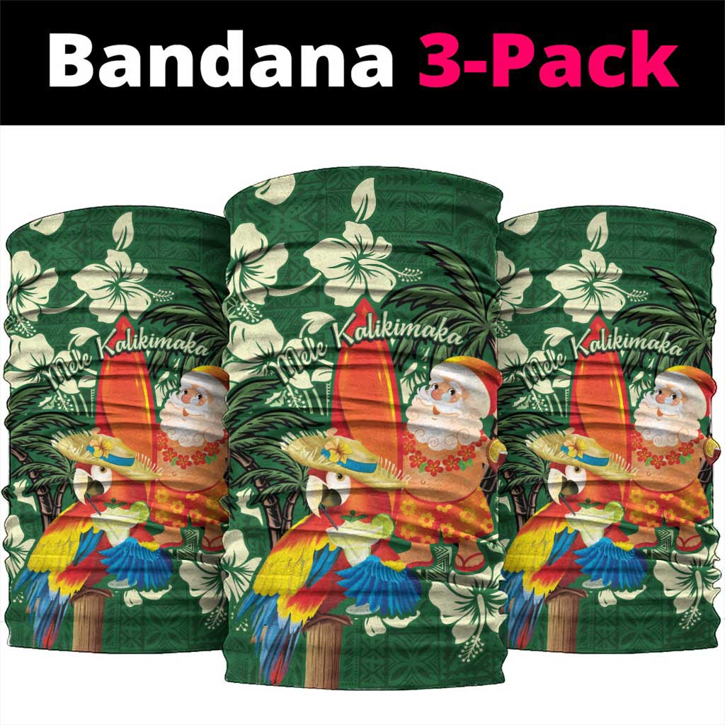 Moss Green Tropical Christmas Hawaii Tapa Neck Gaiter Aloha Santa Drink Party - Polynesian Pride