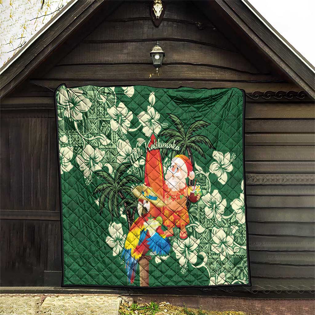 Moss Green Tropical Christmas Hawaii Tapa Quilt Aloha Santa Drink Party - Polynesian Pride