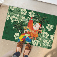 Moss Green Tropical Christmas Hawaii Tapa Rubber Doormat Aloha Santa Drink Party - Polynesian Pride