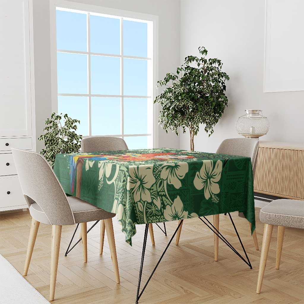 Moss Green Tropical Christmas Hawaii Tapa Tablecloth Aloha Santa Drink Party - Polynesian Pride