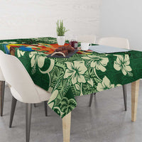 Moss Green Tropical Christmas Hawaii Tapa Tablecloth Aloha Santa Drink Party - Polynesian Pride