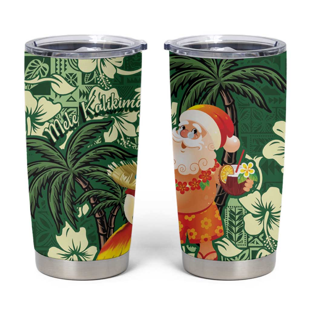 Moss Green Tropical Christmas Hawaii Tapa Tumbler Cup Aloha Santa Drink Party - Polynesian Pride