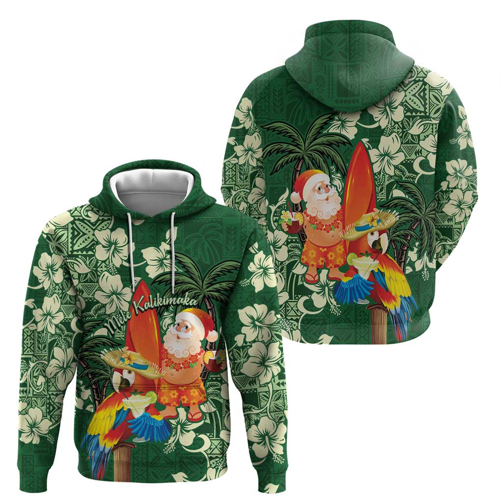 Moss Green Tropical Christmas Hawaii Tapa Zip Hoodie Aloha Santa Drink Party - Polynesian Pride