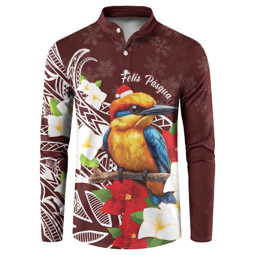 Felis Pasgua Guam Button Sweatshirt Christmas Sihek Kingfisher with Guasali