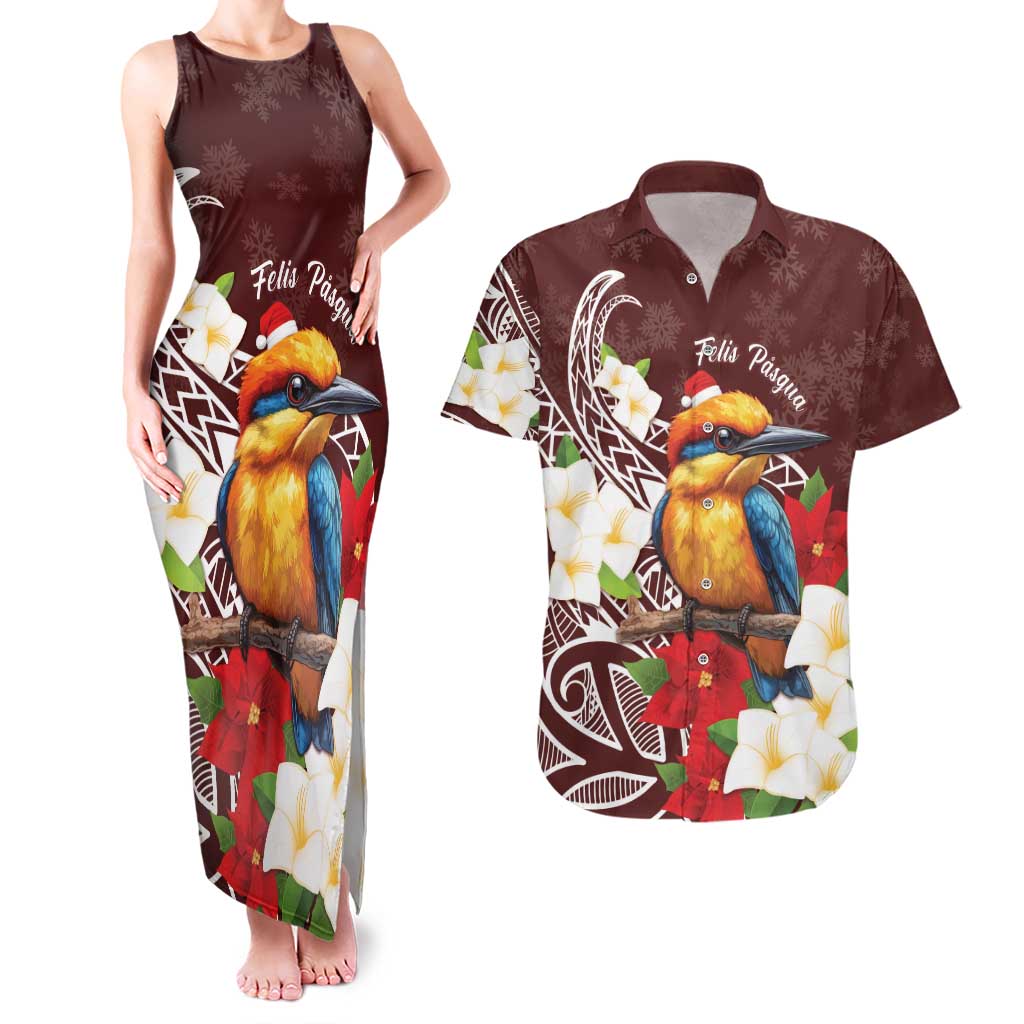 Felis Pasgua Guam Couples Matching Tank Maxi Dress and Hawaiian Shirt Christmas Sihek Kingfisher with Guasali