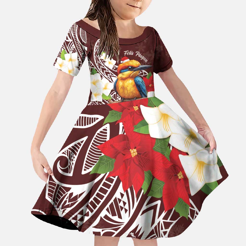 Felis Pasgua Guam Family Matching Long Sleeve Bodycon Dress and Hawaiian Shirt Christmas Sihek Kingfisher with Guasali