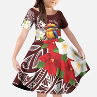 Felis Pasgua Guam Kid Short Sleeve Dress Christmas Sihek Kingfisher with Guasali