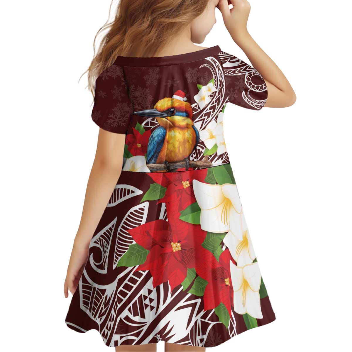 Felis Pasgua Guam Kid Short Sleeve Dress Christmas Sihek Kingfisher with Guasali