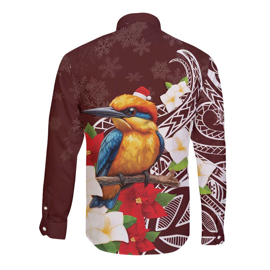 Felis Pasgua Guam Long Sleeve Button Shirt Christmas Sihek Kingfisher with Guasali