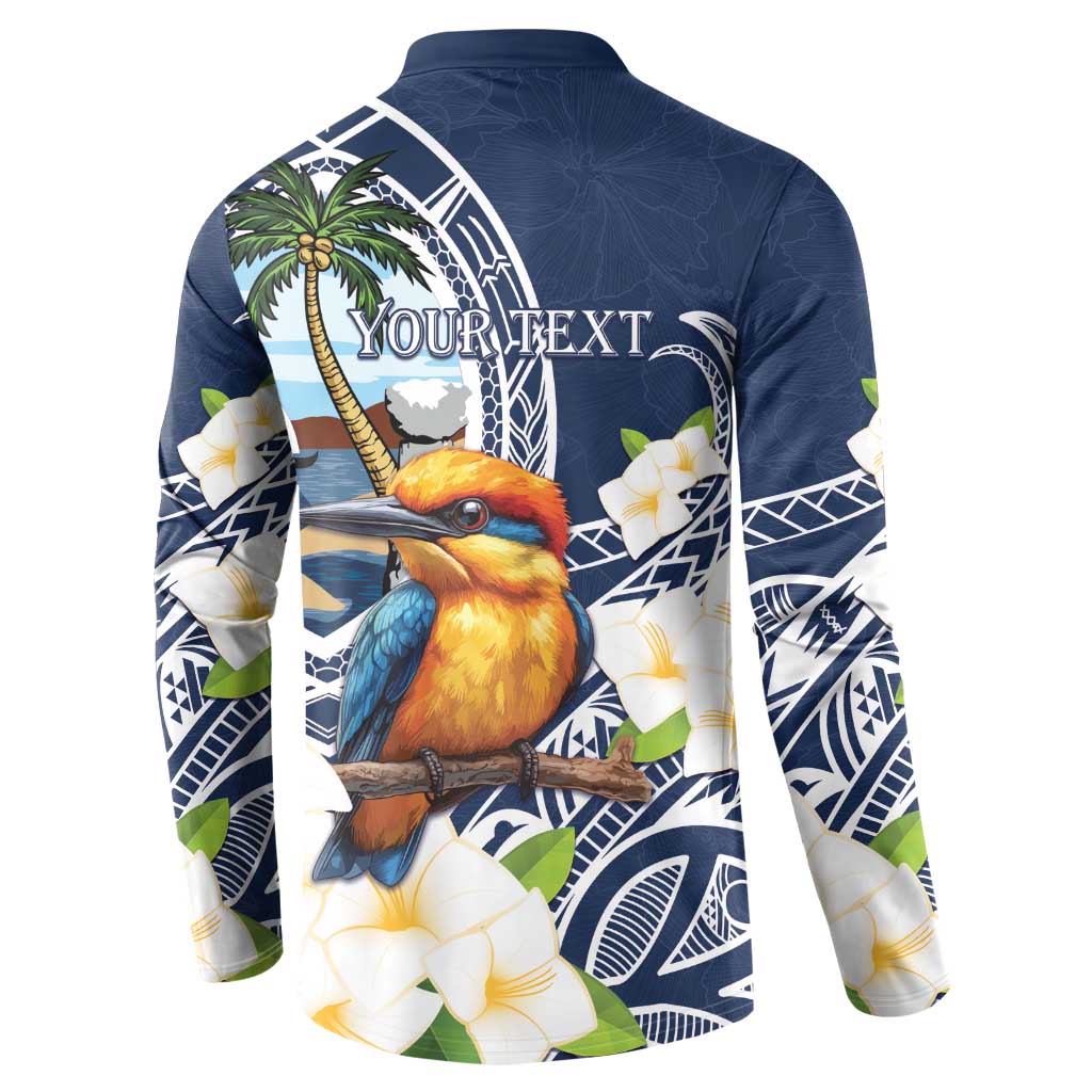Hafa Adai Guam Button Sweatshirt Sihek Guam Kingfisher with Guasali