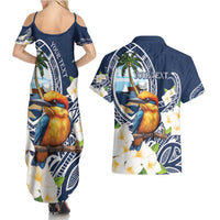 Hafa Adai Guam Couples Matching Summer Maxi Dress and Hawaiian Shirt Sihek Guam Kingfisher with Guasali