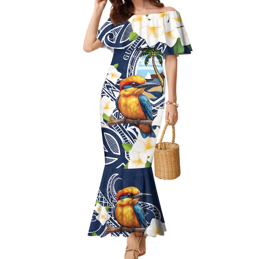 Hafa Adai Guam Family Matching Mermaid Dress and Hawaiian Shirt Sihek Guam Kingfisher with Guasali