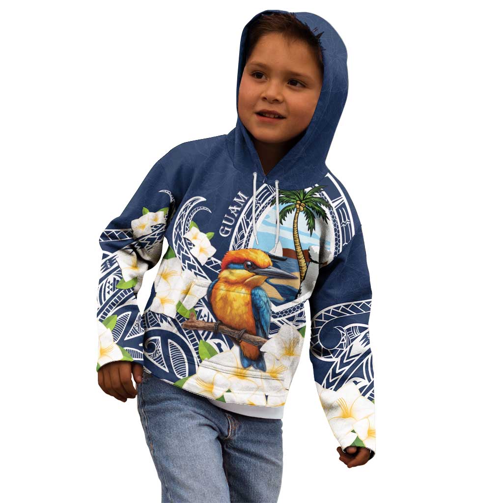 Hafa Adai Guam Kid Hoodie Sihek Guam Kingfisher with Guasali