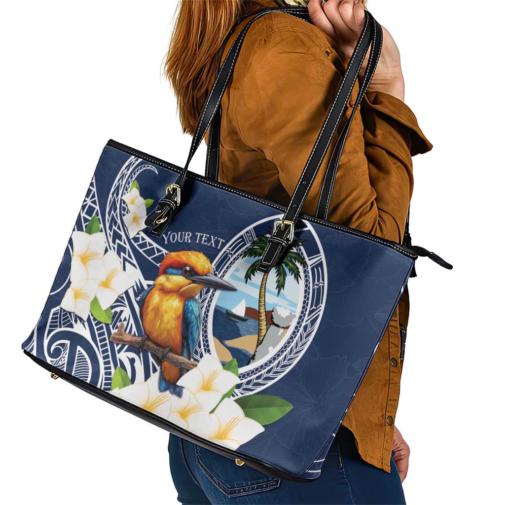 Hafa Adai Guam Leather Tote Bag Sihek Guam Kingfisher with Guasali