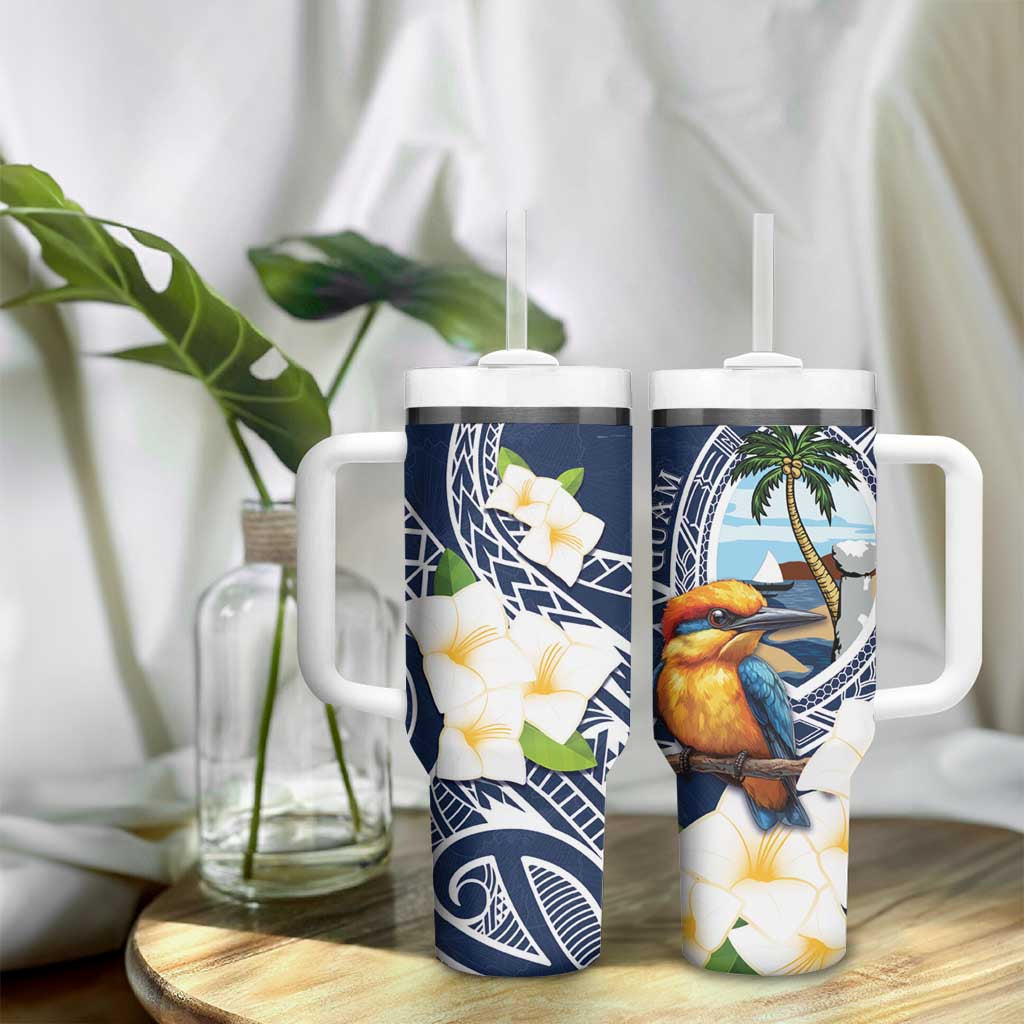 Hafa Adai Guam Tumbler With Handle Sihek Guam Kingfisher with Guasali LT7