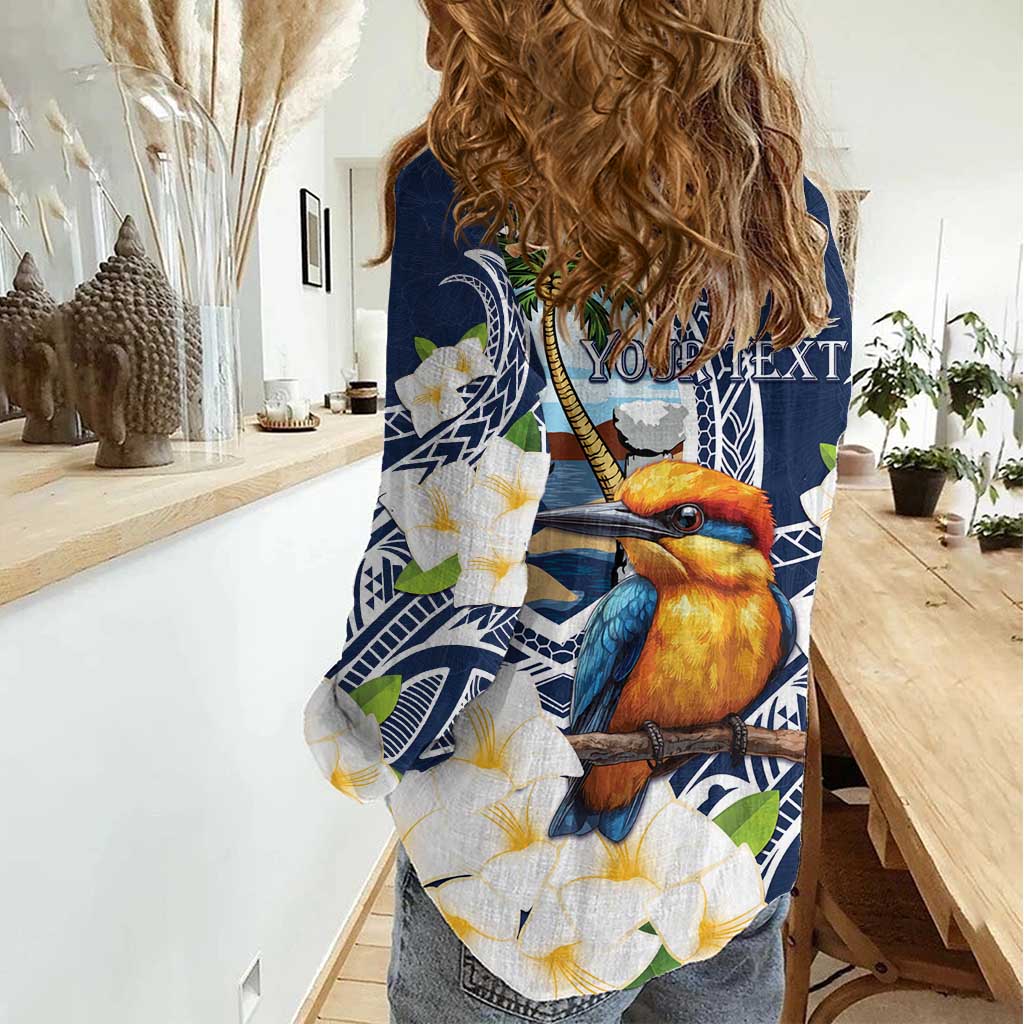 Hafa Adai Guam Women Casual Shirt Sihek Guam Kingfisher with Guasali
