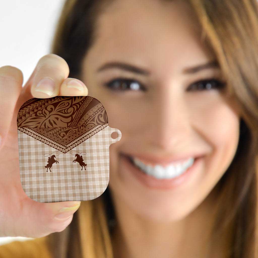 Aloha Hawaii Cowboys Paniolo AirPods Case Beige Palaka - Polynesian Pride