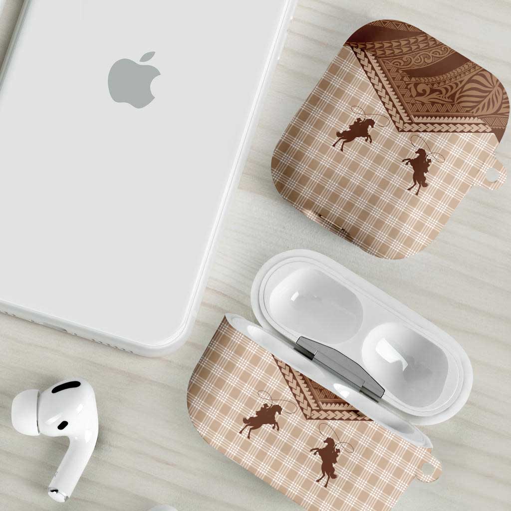 Aloha Hawaii Cowboys Paniolo AirPods Case Beige Palaka - Polynesian Pride