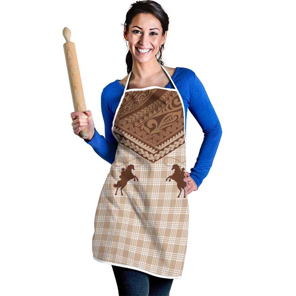 Aloha Hawaii Cowboys Paniolo Apron Beige Palaka - Polynesian Pride